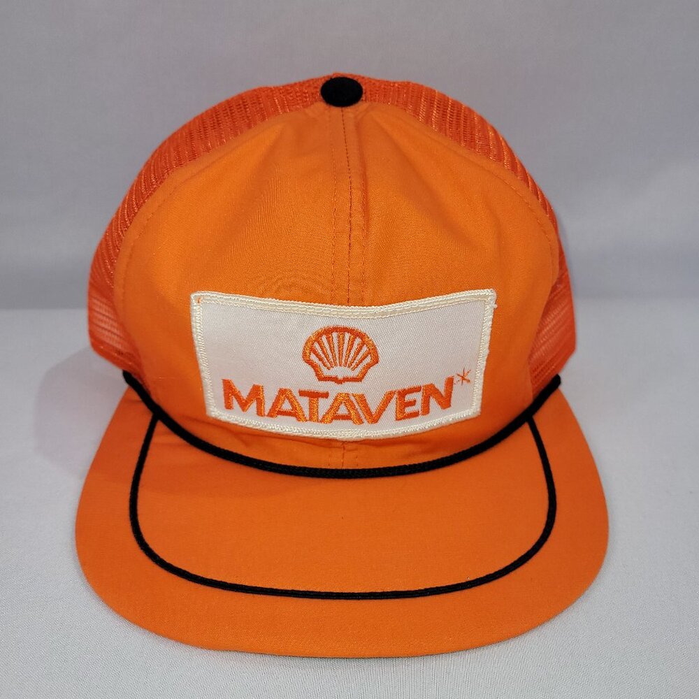 Shell Mataven Vintage Snapback 1980s Mesh Back Hat Farmers Truckers Cap